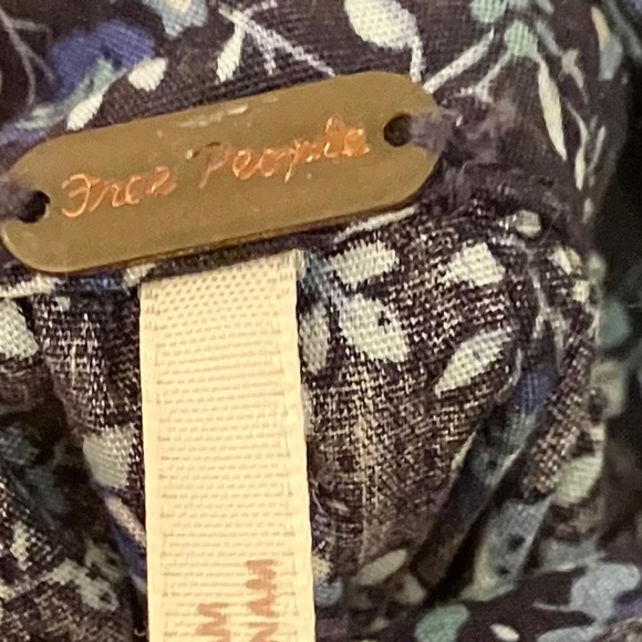 Free People Pinafore Style Dress Floral Shirred Bodice Dress - Picture 3 of 4